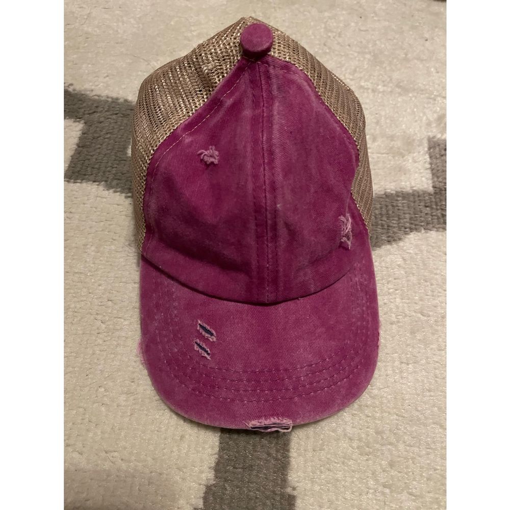 Kids/ Girls C.C distressed purple ponytail hat
